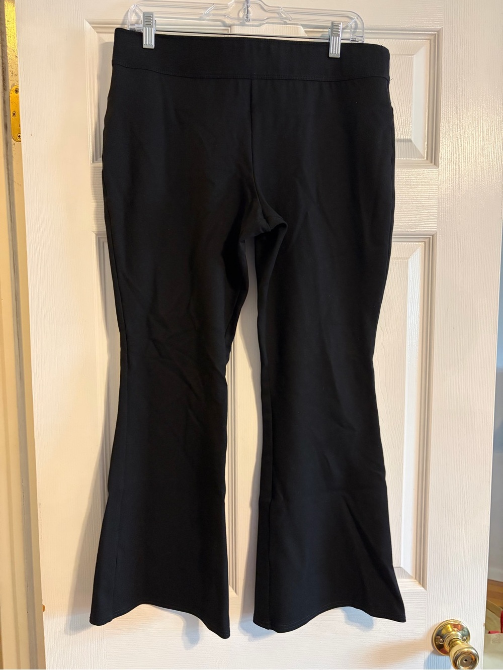Vince Camuto Black Ponte Flare Pants Size L Pull On Mid Rise Stretch Comfort